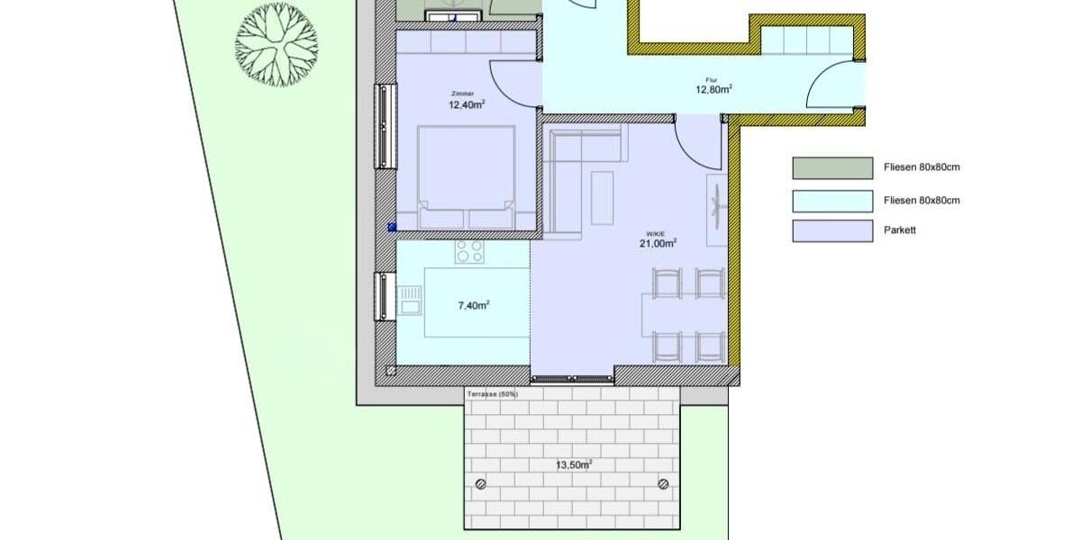 Erdgeschoßwohnung Niederviehbach - 2 Zimmer, 70 m&sup2;, 845&euro; | Angebot:26024615