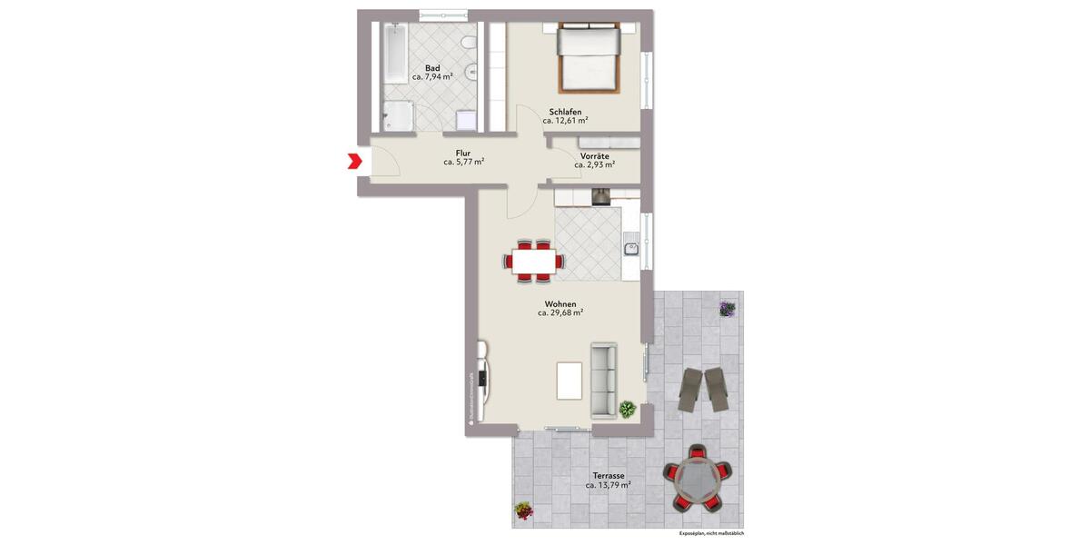 Erdgeschoßwohnung Ergoldsbach Langenhettenbach - 2 Zimmer, 73 m&sup2;, 721&euro; | Angebot:26589426