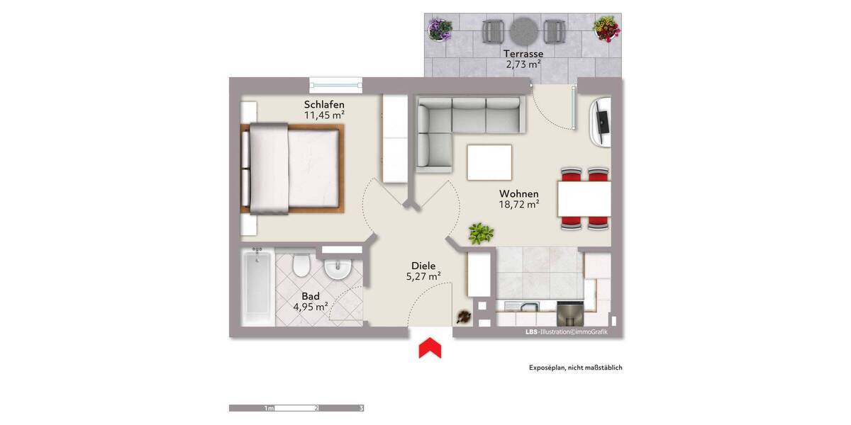 Etagenwohnung Bruckberg Bruckbergerau - 2 Zimmer, 41 m&sup2;, 180.000&euro; | Angebot:26886131