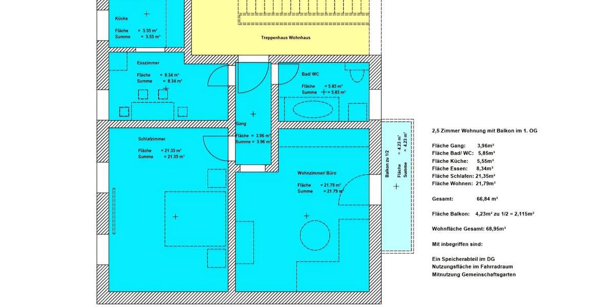 Etagenwohnung Dorfen - 2.5 Zimmer, 69 m&sup2;, 310.000&euro; | Angebot:26964296