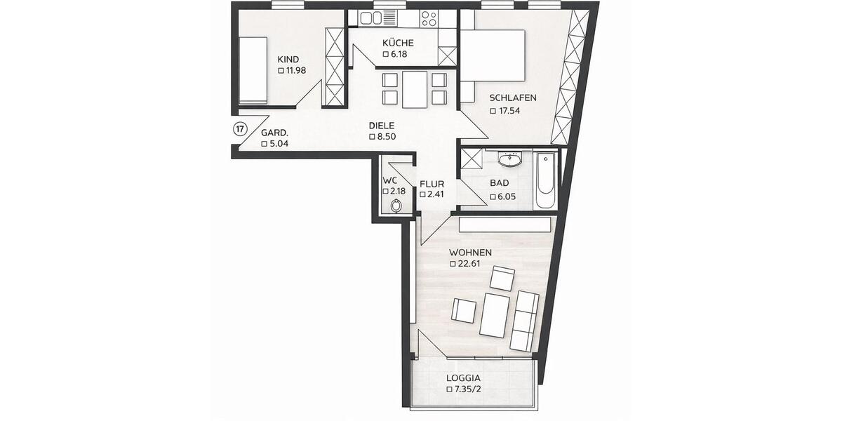 Etagenwohnung Landshut - 3.5 Zimmer, 84 m&sup2;, 439.900&euro; | Angebot:26626587