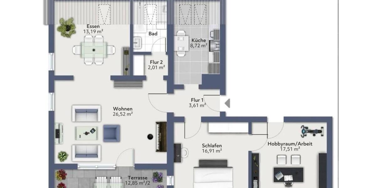 Dachgeschoßwohnung Kumhausen - 3.5 Zimmer, 99 m&sup2;, 1.250&euro; | Angebot:25936221