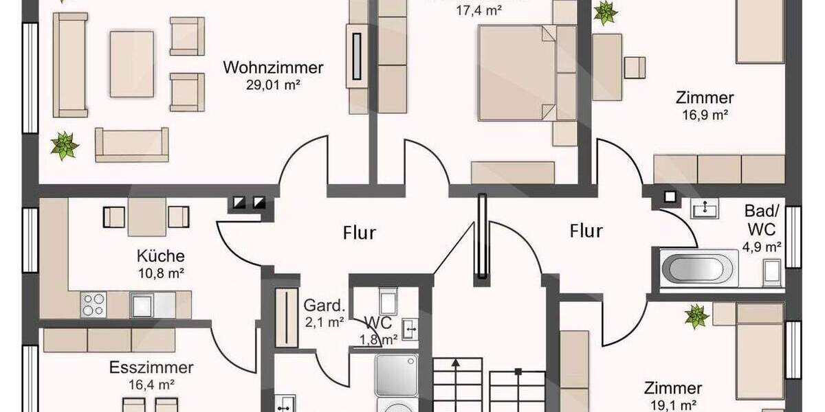 Etagenwohnung Altdorf Pfettrach - 5 Zimmer, 140 m&sup2;, 429.800&euro; | Angebot:25679479