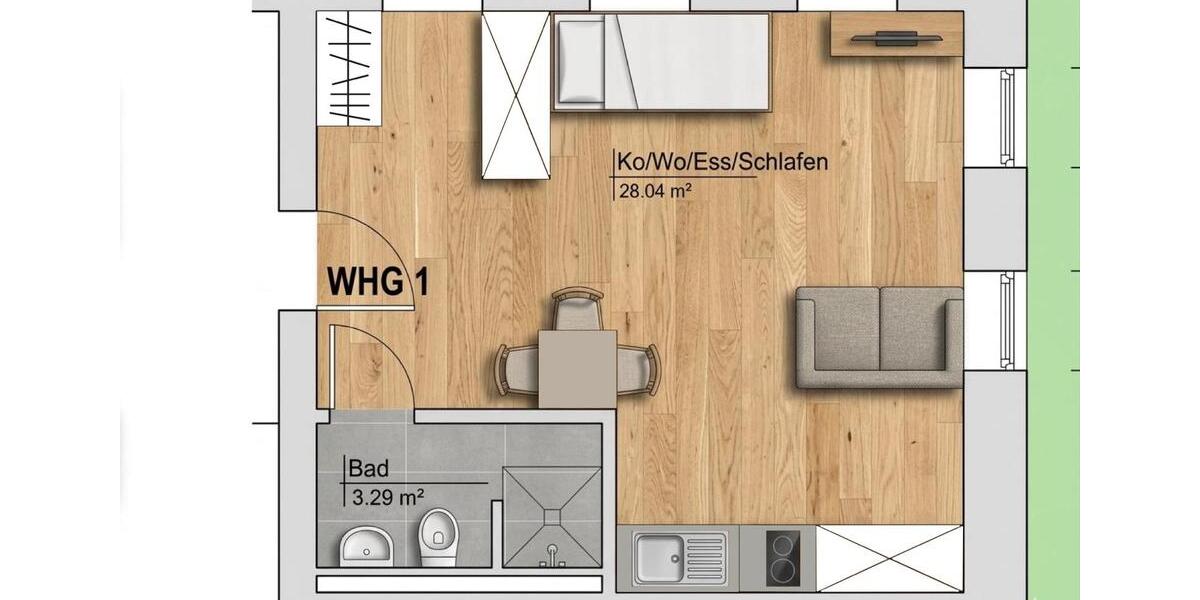 Etagenwohnung Marklkofen - 1 Zimmer, 1 m&sup2;, 535&euro; | Angebot:26544063