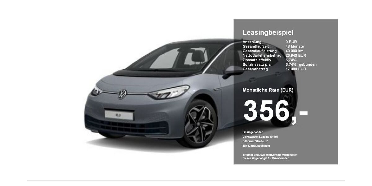 VW ID.3 28.903 km 26.940 &euro; Dingolfing 84130