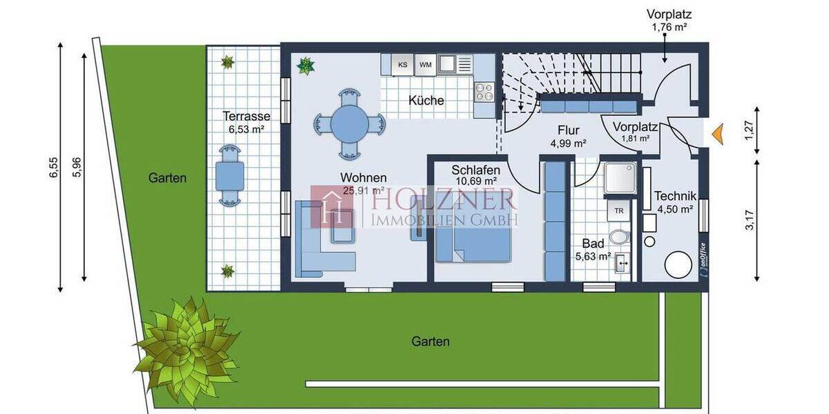 Etagenwohnung Landshut Achdorf - 2 Zimmer, 55 m&sup2;, 389.000&euro; | Angebot:26220629