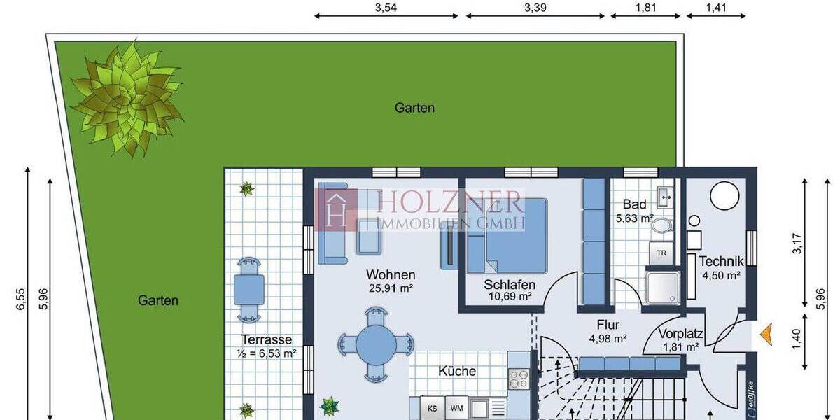 Etagenwohnung Landshut Achdorf - 2 Zimmer, 55 m&sup2;, 389.000&euro; | Angebot:26208369
