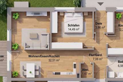 Wohnung Moosburg - 3 Zimmer, 81 m&sup2;, 497.600&euro; | Angebot:27543586