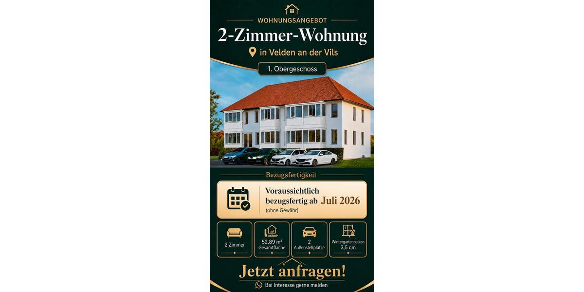 Etagenwohnung Velden - 2 Zimmer, 53 m&sup2;, 680&euro; | Angebot:26661532