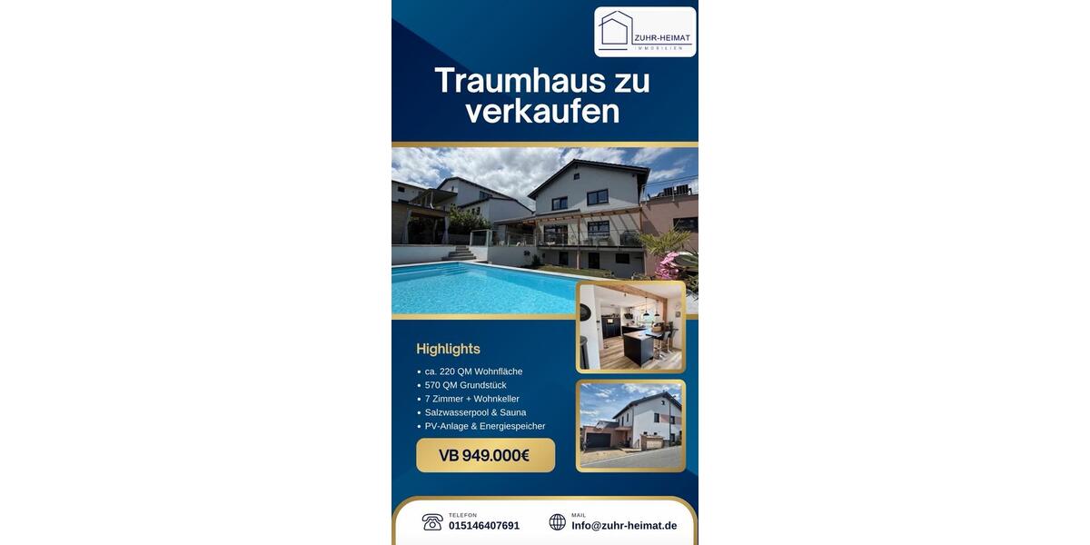 Einfamilienhaus Buch am Erlbach - 7 Zimmer, 220 m&sup2;, 949.000&euro; | Angebot:26825904