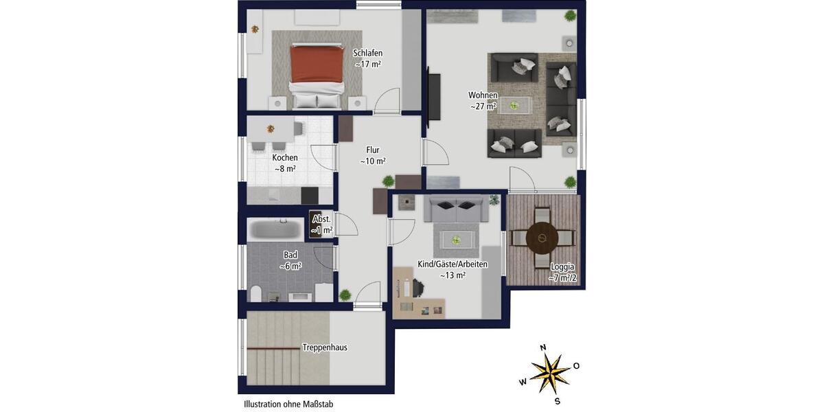 Etagenwohnung Kumhausen - 3 Zimmer, 86 m&sup2;, 860&euro; | Angebot:25809902