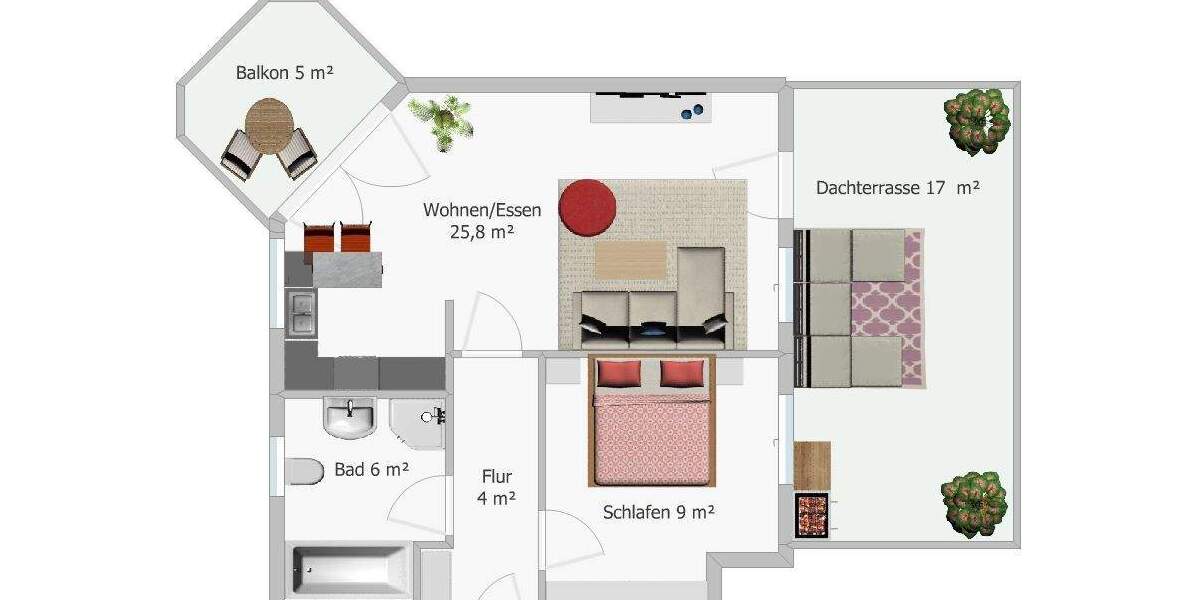 Etagenwohnung Geisenhausen - 2 Zimmer, 41 m&sup2;, 175.000&euro; | Angebot:25667291