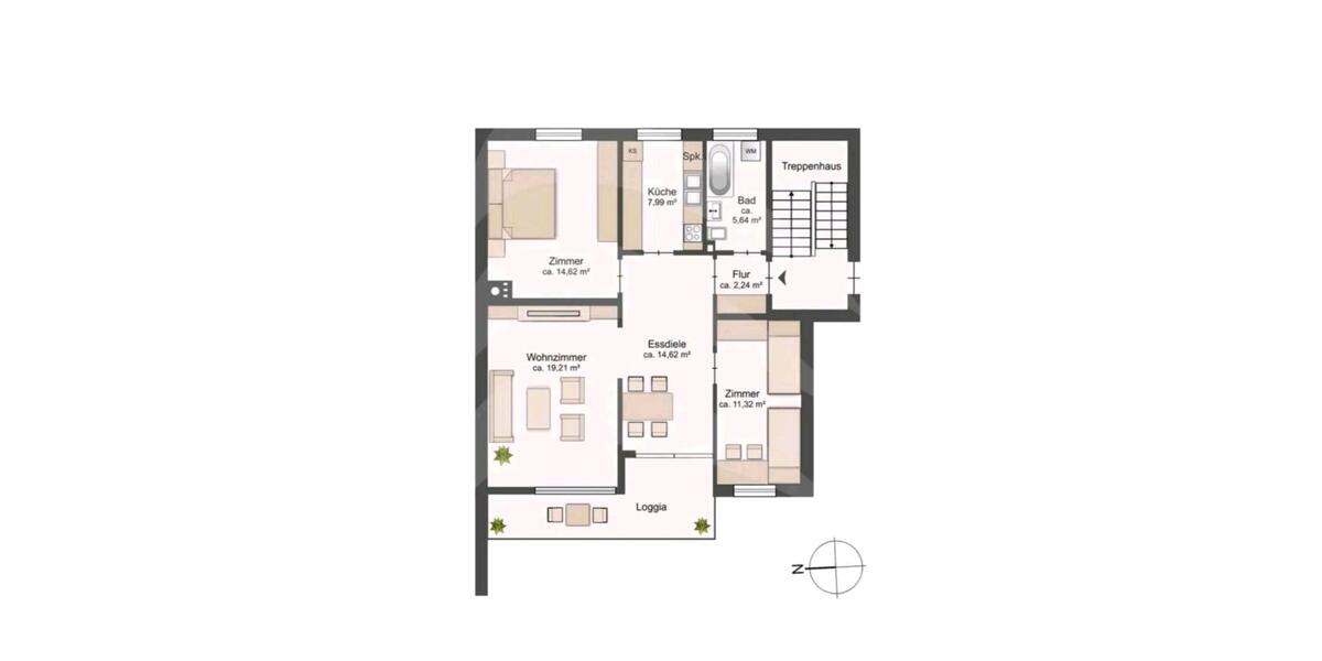Etagenwohnung Kumhausen - 3 Zimmer, 76 m&sup2;, 1.020&euro; | Angebot:26502779