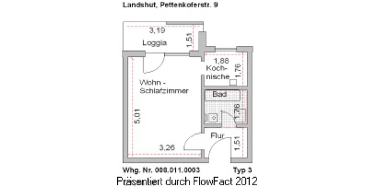Erdgeschoßwohnung Kumhausen - 1 Zimmer, 28 m&sup2;, 590&euro; | Angebot:26645444