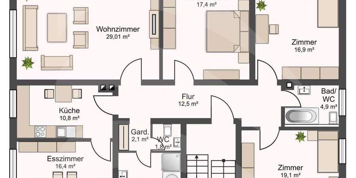Etagenwohnung Altdorf Pfettrach - 5 Zimmer, 140 m&sup2;, 429.800&euro; | Angebot:25679479