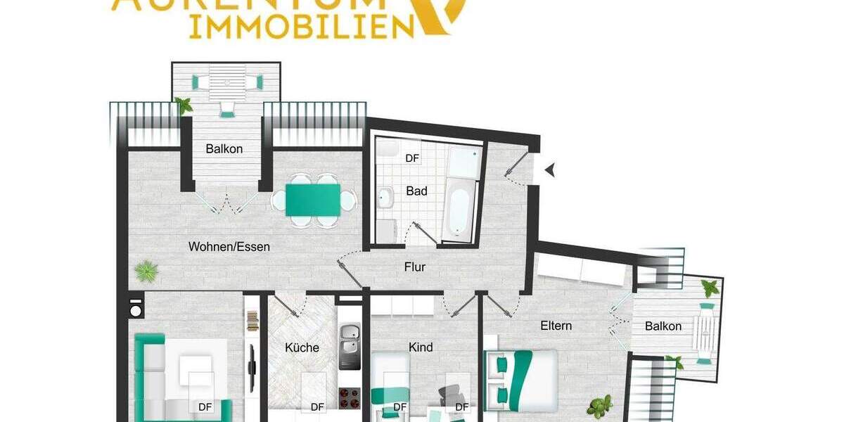 Etagenwohnung Bruckberg Bruckbergerau - 3 Zimmer, 86 m&sup2;, 349.000&euro; | Angebot:25775986
