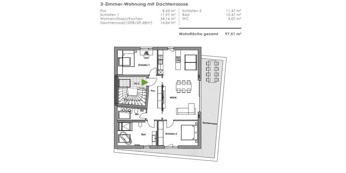 Etagenwohnung Landshut West - 3 Zimmer, 97 m&sup2;, 634.000&euro; | Angebot:25728106