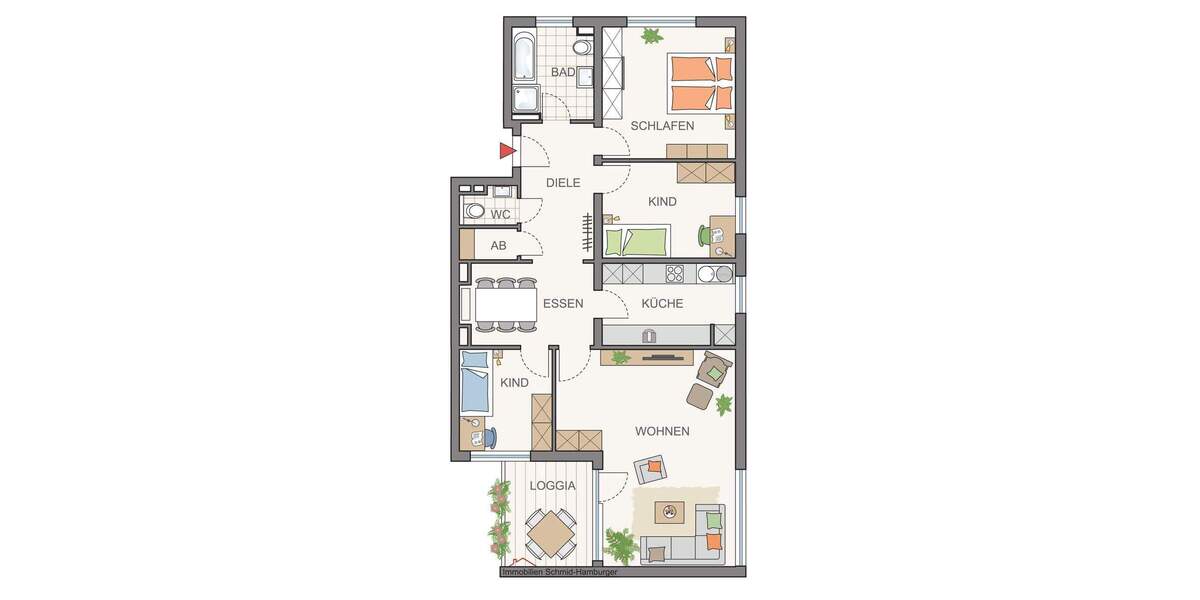 Etagenwohnung Landshut Nikola - 4 Zimmer, 104 m&sup2;, 399.000&euro; | Angebot:25686301