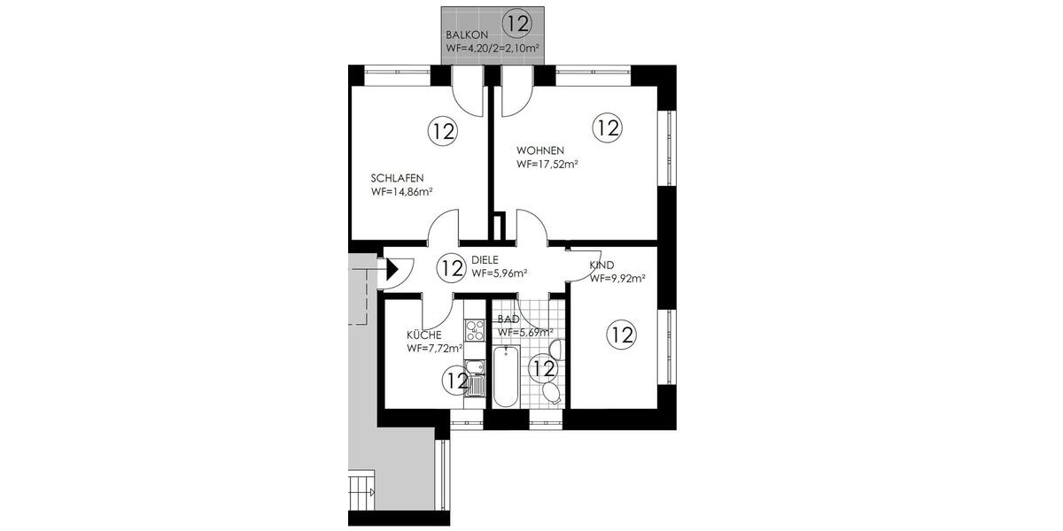Etagenwohnung Dingolfing - 3.5 Zimmer, 64 m&sup2;, 925&euro; | Angebot:26630174