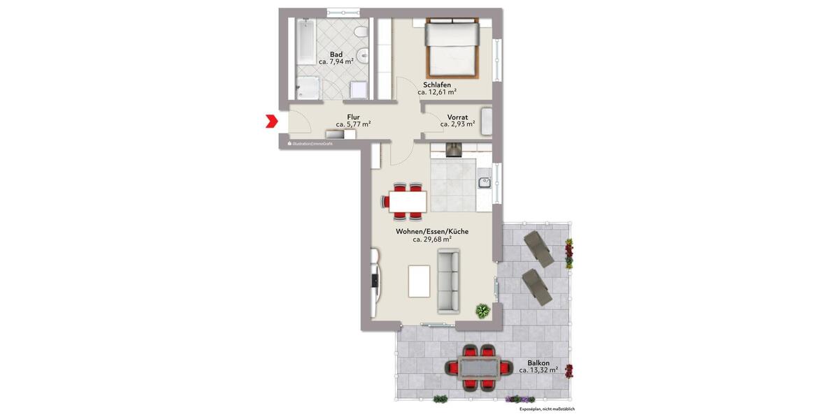 Etagenwohnung Ergoldsbach Langenhettenbach - 2 Zimmer, 72 m&sup2;, 721&euro; | Angebot:26589425