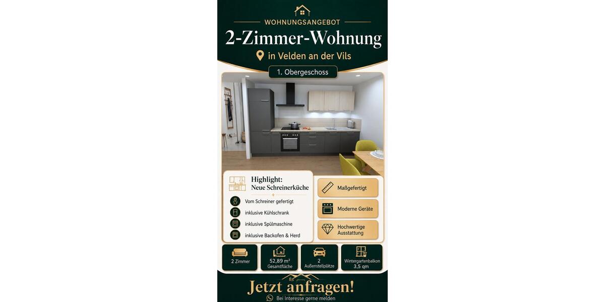 Etagenwohnung Velden - 2 Zimmer, 53 m&sup2;, 680&euro; | Angebot:26661532