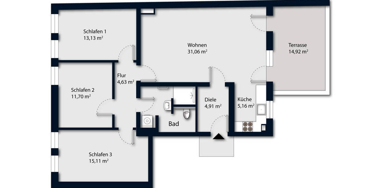 Etagenwohnung Moosburg an der Isar Moosburg - 3 Zimmer, 101 m&sup2;, 615.000&euro; | Angebot:25983343