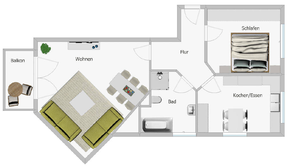 Etagenwohnung Geisenhausen - 2 Zimmer, 59 m&sup2;, 259.000&euro; | Angebot:26092233