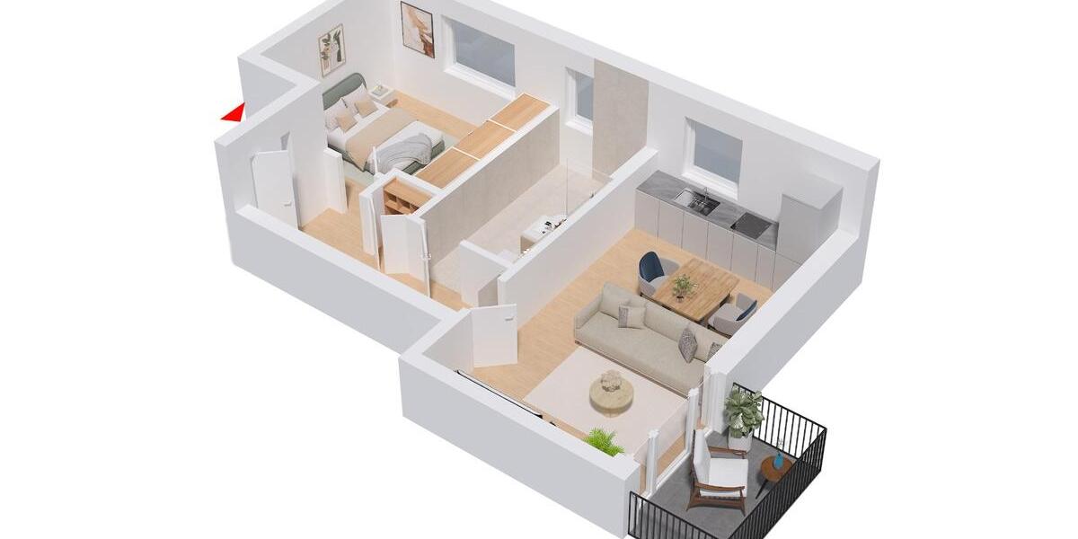 Etagenwohnung Dingolfing - 2 Zimmer, 47 m&sup2;, 680&euro; | Angebot:27609854