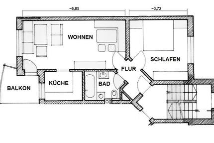 Wohnung Landshut Landshut-West - 2 Zimmer, 49 m&sup2;, 630&euro; | Angebot:26664499