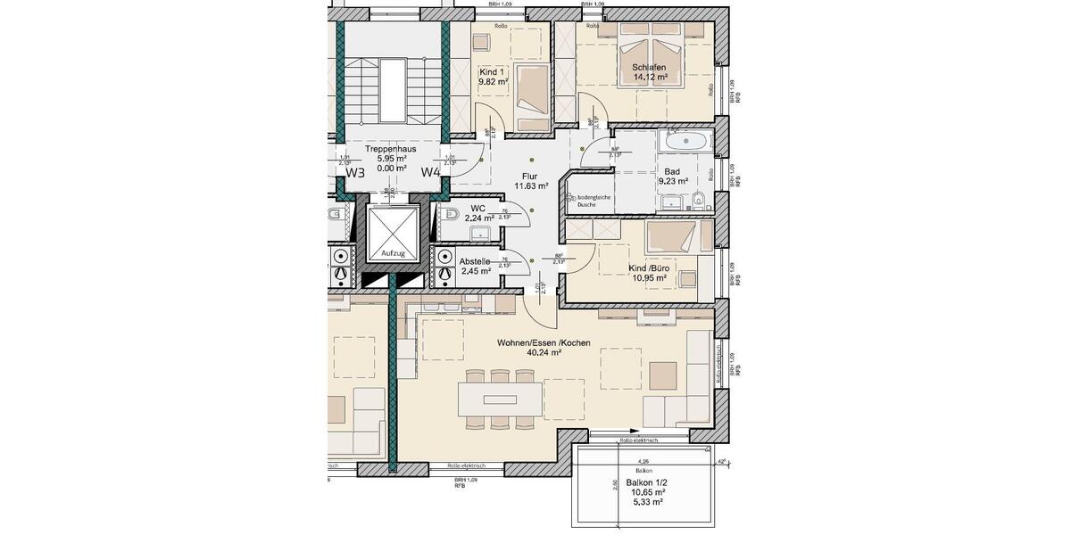 Etagenwohnung Kumhausen - 4 Zimmer, 104 m&sup2;, 1.300&euro; | Angebot:26604798